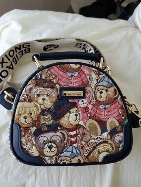 Beibao Girl Teddy Bear Print Crossbody Bag - Multicolor
